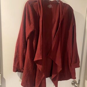 Women's Burgundy Open Front Sweater